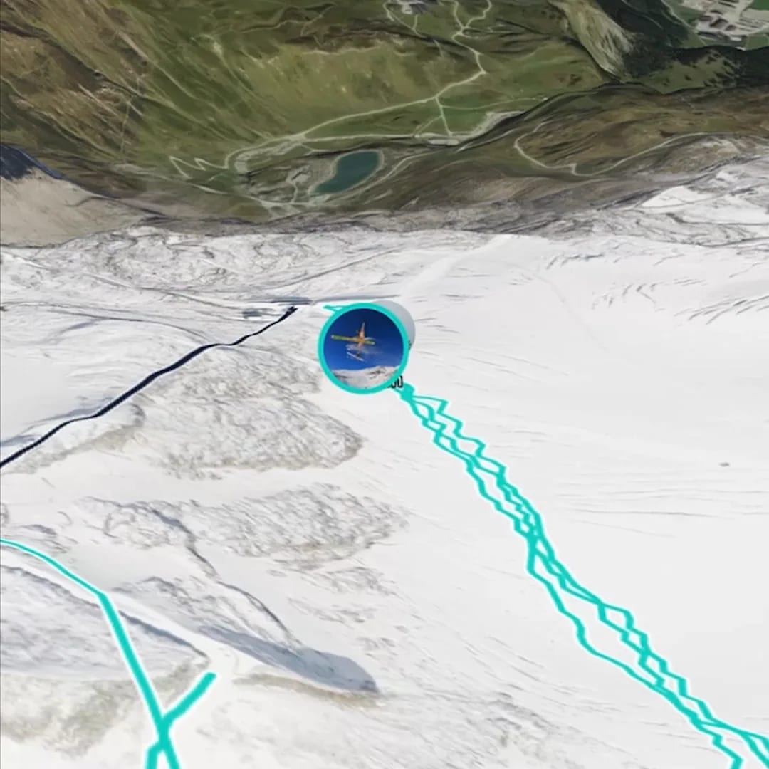 Carv 3D replay of a ski run on a mountain map